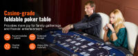 SucceBuy Mesa de póquer plegable, mesa ovalada de Blackjack y Texas Holdem con rieles acolchados y portavasos de acero inoxidable, mesa de juego de cartas de casino plegable portátil - details 0