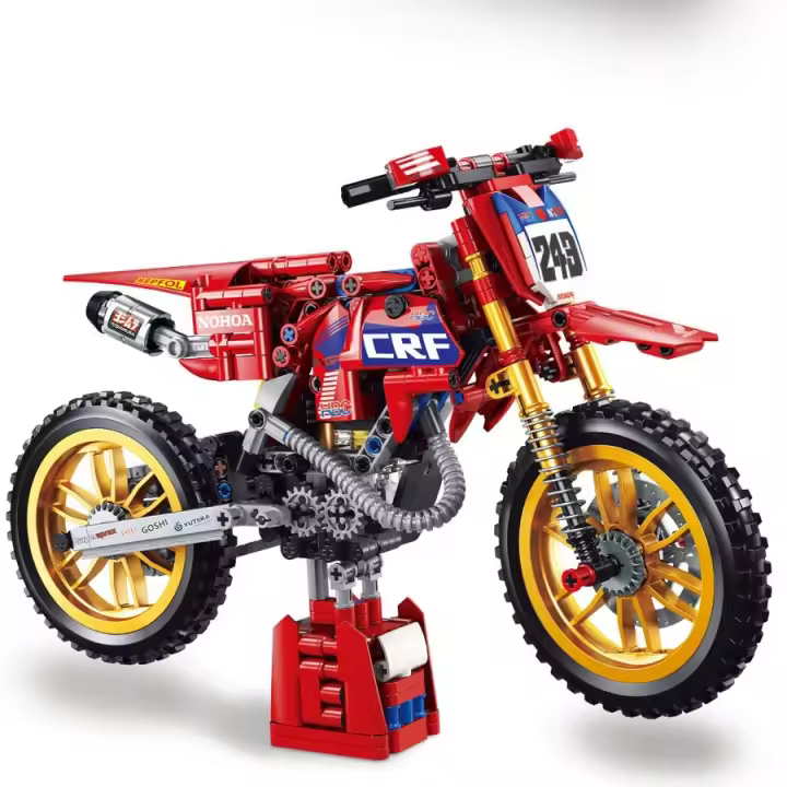 Bloques de construcción modelo de motocicleta, modelo de locomotora de simulación, juguetes educativos, bloques de construcción - 1