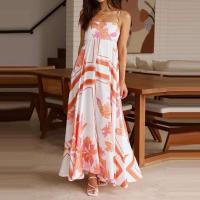 Vestido largo playero estilo bohemio vintage 2025 para mujer, con tirantes finos, espalda descubierta, estampado de sol, estilo swing. - details 7
