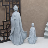 Estatua de piedra de Buda, monjes budista pequeño, figuritas de budismo tibetano, adorno de jardín Zen, meditación, decoración del acuario del hogar - details 3