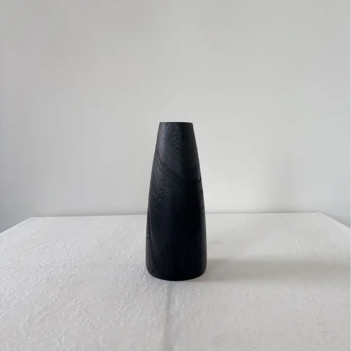 Jarrón de Madera Sólida Arte Floral Simple para el Hogar Objectos Decorativos de Artesanía para Oficina Sala de Estar - 1