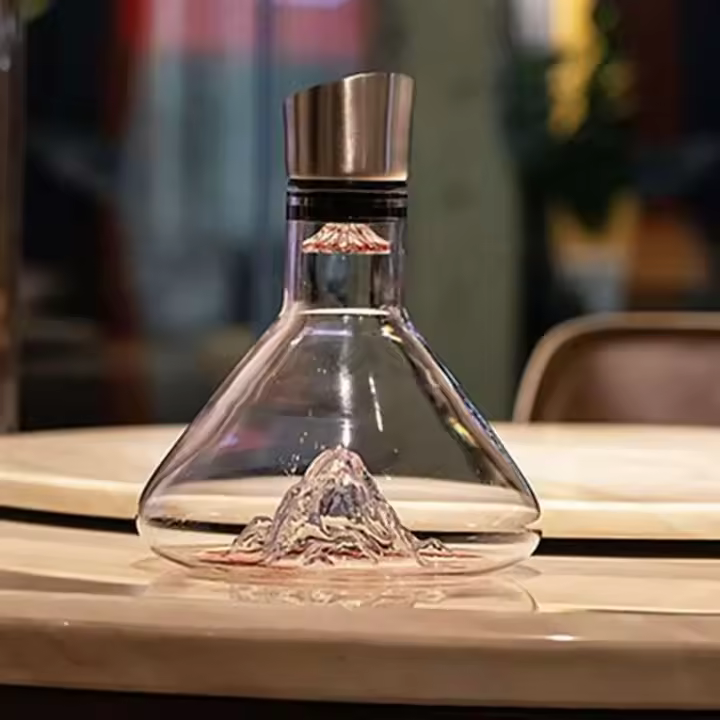 Botella de cristal de 1500ml, con dosificador incorporado, aireador manual para vino blanco y tinto - 1