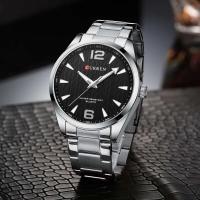 Reloj de cuarzo de negocios de moda simple de acero inoxidable negro dorado Sier de lujo premium CURREN 8434 para hombre - details 17