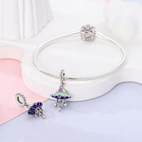 Cuentas de platillo volador alienígena azul para joyería: pulsera de plata con piedra principal de circón - details 2