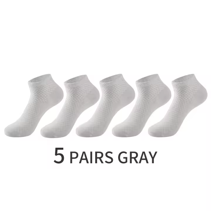 Calcetines cortos de fibra de bambú para hombre, medias tobilleras transpirables de alta calidad para verano e invierno, 5 pares - 1