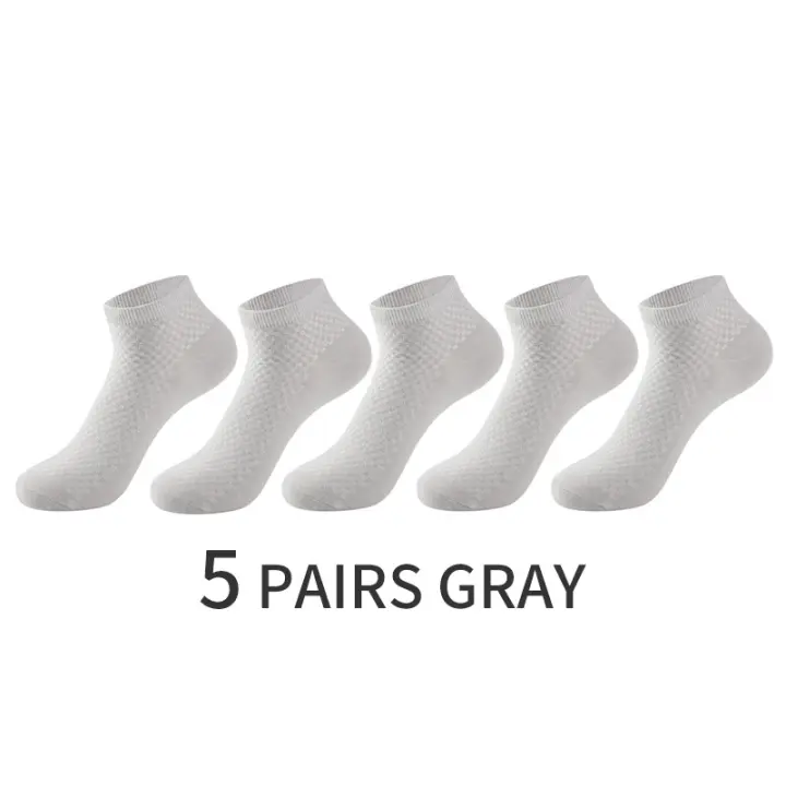 Calcetines cortos de fibra de bambú para hombre, medias tobilleras transpirables de alta calidad para verano e invierno, 5 pares - 1