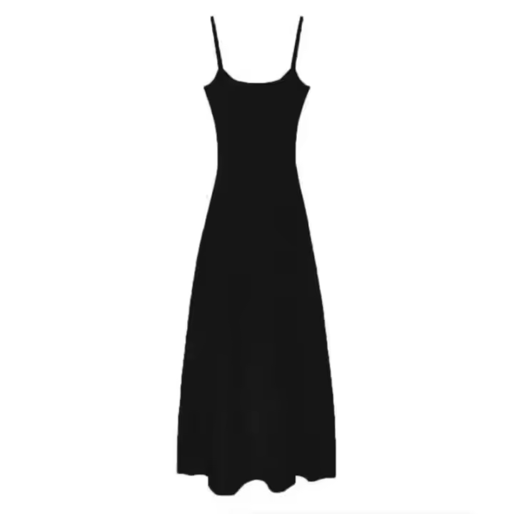 El vestido largo con tirantes de estilo informal minimalista de moda es súper en forma de A con una figura curvilínea y elegante The S-w - 1