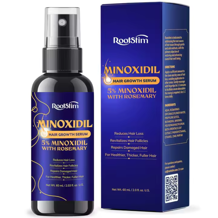 5% Hombres y Mujeres: Suero de tratamiento para la pérdida de minoxidil extra fuerte con romero para un crecimiento más rápido, más fuerte y más grueso del cabello 60ML - 1