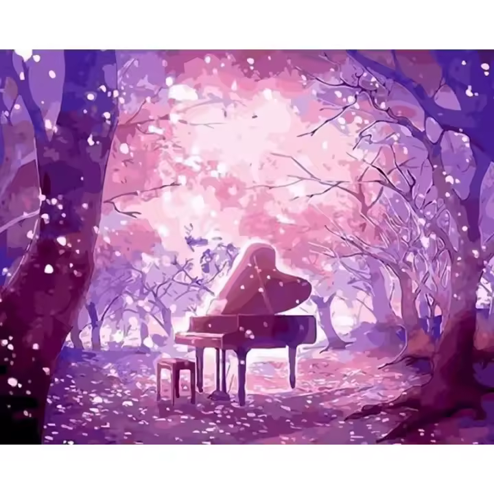 RUOPOTY Arte Moderno de Decoración de Pared Coloreado por Números de Piano en Bosque - 1