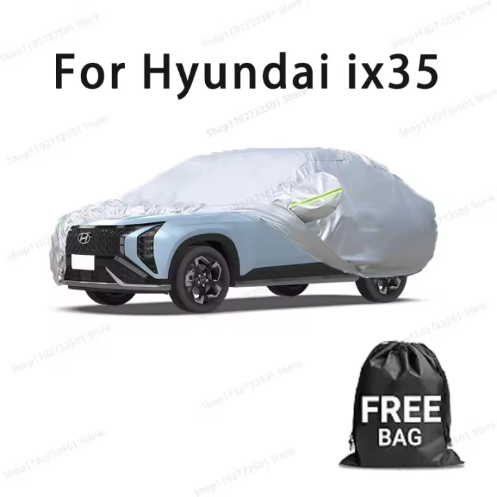 Funda de coche para Hyundai ix35, cubierta completa, impermeable, protección solar, resistente a los arañazos, accesorios para coches, color plateado - 1