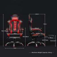 Silla de Oficina Silla Gaming con Reposapies Silla Ergonómica con Ruedas Silla Ordenador Ajustable Silla con Soporte Lumbar Capacidad MAX 136 KG Rojo - details 2