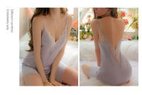 Grandeur Plus Size Sexy Color sólido Encaje Bordado Bata Cardigan Vestido de corte bajo Conjunto de ropa de descanso - details 22