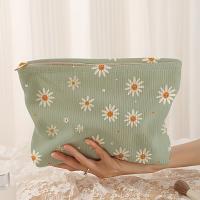 Bolso De Maquillaje Ligero Y Multifuncional De Corduroy Con Patrón De Margarita Pequeña Cierre De Cremallera Estilo Casual - details 0