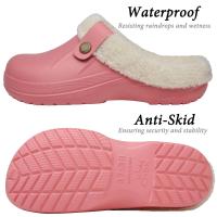 Zuecos de piel para mujer, zapatillas de moda peludas para hombre, calzado para jardín, zapatos de casa impermeables para exteriores, zapatos de trabajo antideslizantes para invierno para hombre - details 24