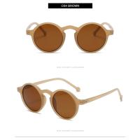 Gafas de Sol Redondas Pequeñas para Mujer Gafas de Sol Marrones de Diseñador Vintage con Montura Redonda y Remaches - details 6