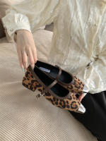 Zapatos de Noche de Estilo de Hadas de Alta Costura Francesa Tacón Grueso, Estampado de Leopardo, Cabezal de Metal, Para Mujeres Individuales - details 7