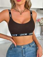 EasyFave Sujetador de punto con forma de corazón y letras para mujer - details 5