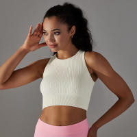 Tops de yoga para mujer, top de gimnasio sexy, sujetador informal a rayas sin costuras, ropa interior transpirable, top para correr - details 3