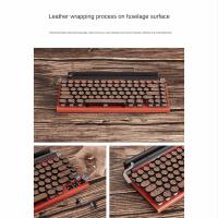 Teclado de máquina de escribir retro Teclado inalámbrico Bluetooth USB Mecánico Punk Teclas para PC de escritorio/portátil/teléfono negro - details 1