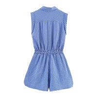 Mono de Verano Casual para Mujer Cuello de Gorro, Sin Mangas, Cintura Elástica con Cinturón - details 0