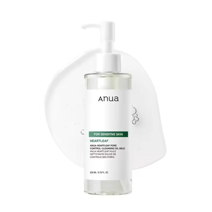 ANUA Heartleaf Aceite limpiador de poros suave, lavado de cara para pieles sensibles, limpiador de aceite para rostro, removedor de espinillas de maquillaje, cuidado de la piel coreano, no comedogénico, sin fragancia 6.76 fl oz (200 ml) - 1