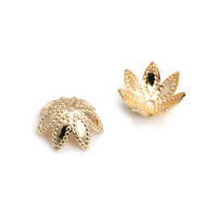 50 Uds. De cuentas redondas de latón de Color dorado de 18K, tapas de hojas de árbol y flores, suministros para hacer cuentas de joyería, accesorios Diy - details 36