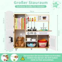 AuAg Juego de cocina de madera para niños pequeños, regalo de cocina de juguete para niños y niñas, juego de cocina, estufa y dispensador de agua con sonido - details 2