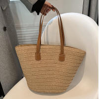 Bolso de viaje con asa superior para mujer, bolsa Bohemia de paja tejida de gran capacidad para verano - details 10
