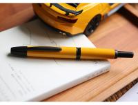 Pluma estilográfica de metal con prensa colorida A1, punta F retráctil con clip dorado/negro, convertidor de tinta, regalo de escritura para oficina y escuela - details 6