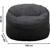 Terciopelo Acanalado - Suave y Confortable - Puff Pera con Relleno de Espuma Incluido, Óptimo Apoyo para la Espalda - Bean Bag, Sofa Puff Gigante (100 cm, Azul Marino) - details 2