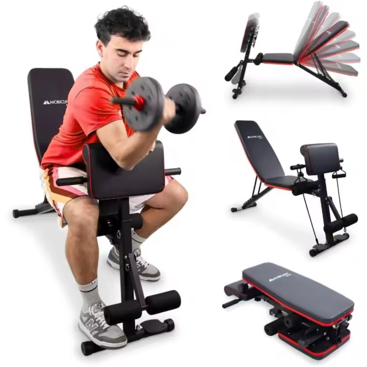 Banco de Músculo Plegable Resistencia con Cinturón Multifuncional con Ruedas Ajustable hasta 120KG - 1