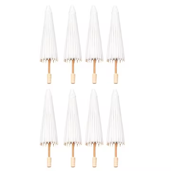 Sombrilla de papel de 8 piezas, sombrilla de bambú para centro de mesa de boda, recuerdo de fiesta, accesorios para fotos, 30cm - 1