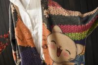 Cárdigans de estilo Harajuku para mujer, ropa de dibujos animados, suéteres informales con retales estampados, cárdigans Punk sueltos, invierno, 2023 - details 10