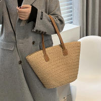 Bolso de viaje con asa superior para mujer, bolsa Bohemia de paja tejida de gran capacidad para verano - details 6