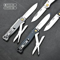 Cuchillo plegable de bolsillo PT711/PT721, acero 12C27, EDC, supervivencia, forro para acampar al aire libre, equipado con tijeras, herramienta multifunción 2024 - details 7