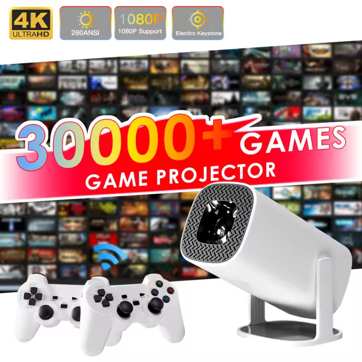 UNITROOP Proyector de Juegos Android 11 Control Remoto Inalámbrico, Tarjeta TF, WIFI Dual, 1280x720P, Cine en Casa Portátil - 1