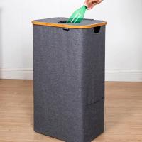 Cesta de Almacenamiento de Botellas de Bambú de Gran Tamaño Cubo de Reciclaje Plegable para Bebidas con Bolsa Interior - details 0
