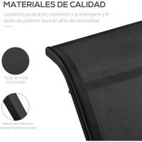 Conjunto de Tumbonas Exteriores de Jardín Dos Piezas con Mesa Auxiliar de Vidrio Templado - details 4