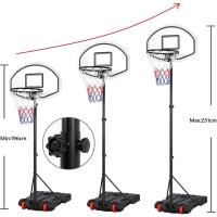 Baloncesto para Exteriores/Interiores Altura Ajustable 73 x 73,5 x (196-251) cm Tableros de Baloncesto con Ruedas para Niños y Adultos - details 4