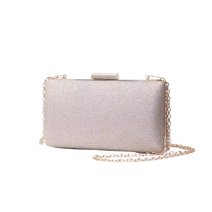 Champán Bolsa de noche Embrague Fiesta de la Mujer Bolso Bandolera con Cadena para Boda Ceremonia Nupcial - 1