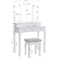 Mesa de Vestir Plegable con Espejo Blanco, 10 Bombillas LED, 5 Cajones, 2 Separadores, Organizador Móvil para Manualidades - details 7