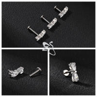 ZS 1 pieza de Piercing de labio Labret de acero inoxidable sin rosca, anillo de labios de cristal CZ, pendiente de Piercing de cartílago hélice Tragus de 16G, 6/8/10MM - details 7