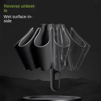 Paraguas plegable con hebilla de anillo inverso, sombrilla automática de negocios Premium, a prueba de viento y lluvia - details 2