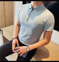 Polo de manga corta bordado de malla transpirable de verano para hombre, camiseta informal de negocios con solapa y media cremallera, - details 27