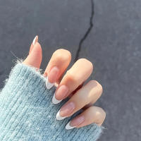 24 Piezas De Uñas Postizas Blancas Estilo Francés Uñas De Almendra Transparentes Fáciles De Usar Manicura Sencilla Y Rápida - details 1