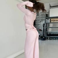 Conjunto de 2 piezas de pantalón superior para mujer, Top elegante con cuello en V y manga larga, pantalones con cintura elástica con cordones, trajes para mujer 2025 - details 14