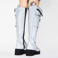 Botas de cuero con cremallera lateral para mujer, botines de tacón bajo a la moda, parte inferior gruesa con cordones, novedad de invierno de 2025 - details 19