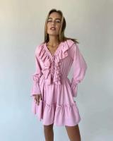 Tossy-minivestido blanco con volantes y cuello en V para mujer, vestido elegante de manga larga con retazos, cintura alta, con cordones - details 17