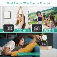 ORIA-reloj despertador LED con espejo, Mini relojes de escritorio, despertador Digital multifuncional con carga USB para el hogar y la Oficina - details 4