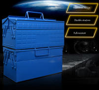 Caja de herramientas de Metal portátil, 3 bandejas, caja de acero voladizo, organizadores de almacenamiento de herramientas para el hogar, reparación de Hardware de electricista, 34x16x15cm - details 0